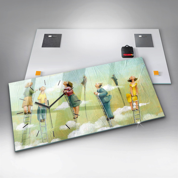 Reloj horizontal Gente en una escalera