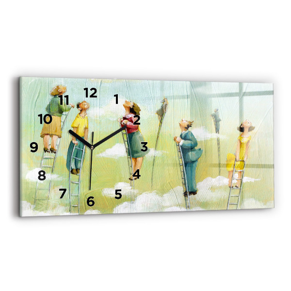 Reloj horizontal Gente en una escalera