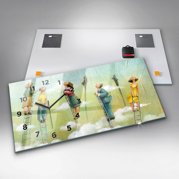 Reloj horizontal Gente en una escalera