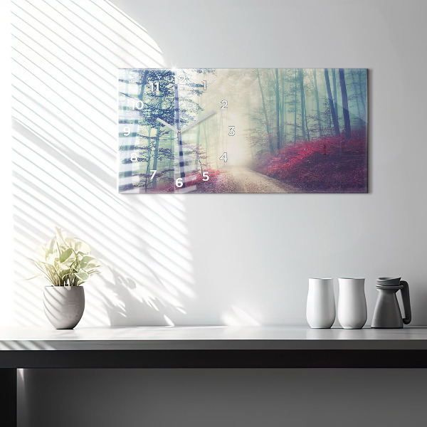 Reloj horizontal Carretera otoñal Bosque Niebla
