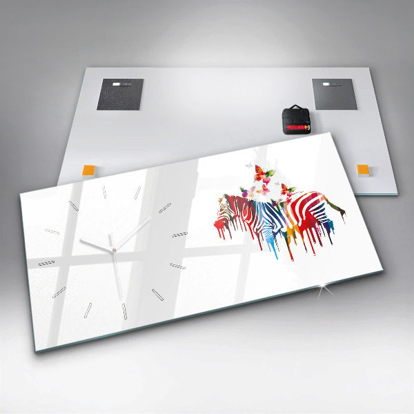 Reloj de cristal horizontal Cebra de colores