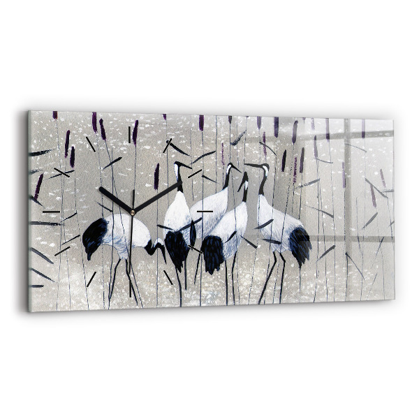 Reloj horizontal Grullas en los juncos