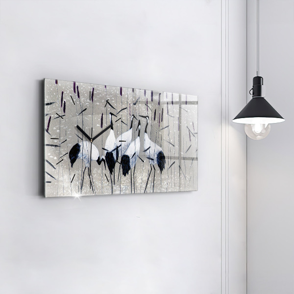 Reloj horizontal Grullas en los juncos