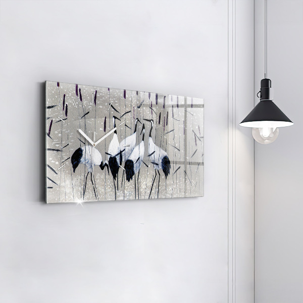 Reloj horizontal Grullas en los juncos