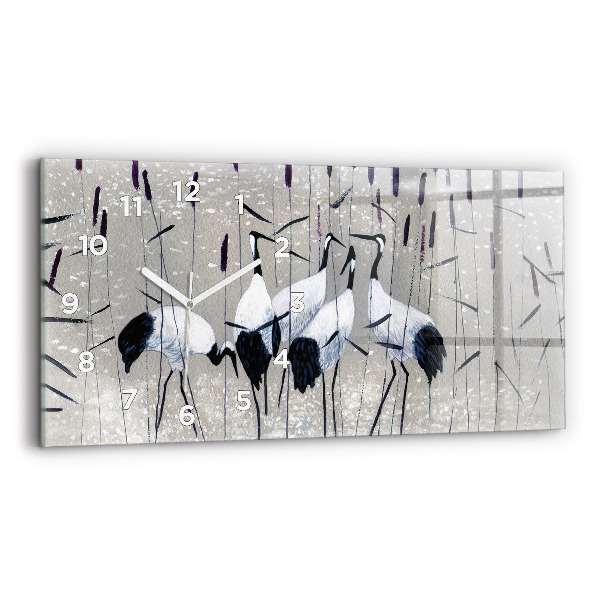 Reloj horizontal Grullas en los juncos