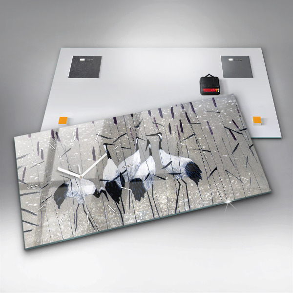 Reloj horizontal Grullas en los juncos