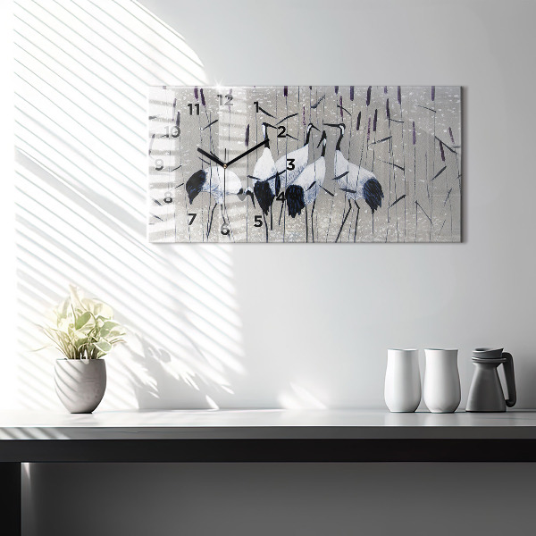 Reloj horizontal Grullas en los juncos