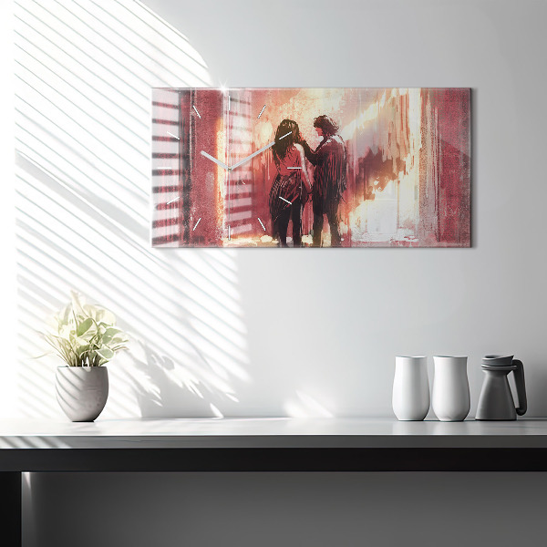 Reloj de cristal horizontal Pareja de jóvenes enamorados