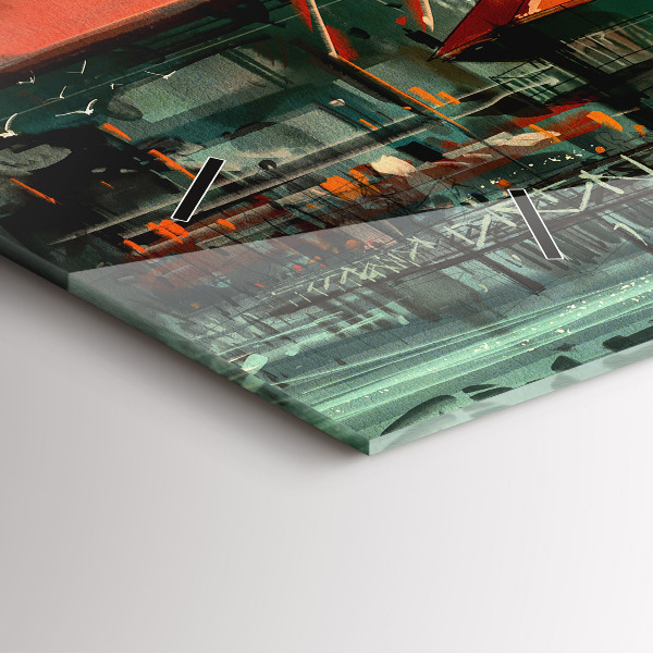 Reloj de cristal horizontal Pueblo pesquero