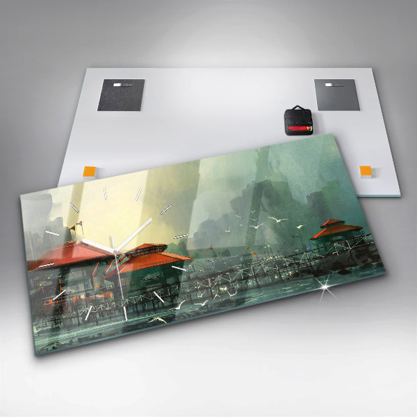 Reloj de cristal horizontal Pueblo pesquero