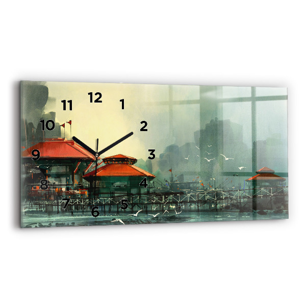 Reloj de cristal horizontal Pueblo pesquero