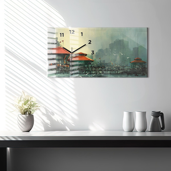 Reloj de cristal horizontal Pueblo pesquero