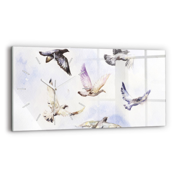Reloj de cristal horizontal Pájaros volando