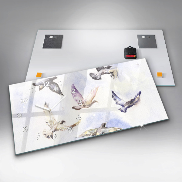 Reloj de cristal horizontal Pájaros volando