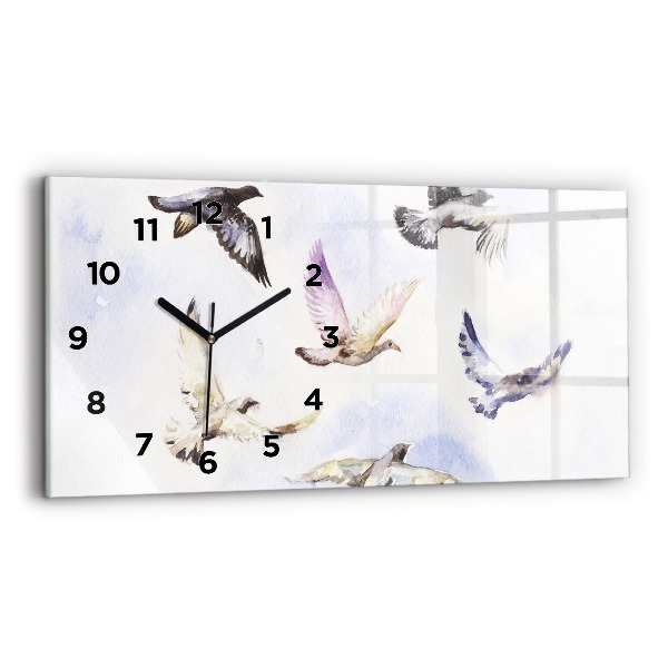 Reloj de cristal horizontal Pájaros volando