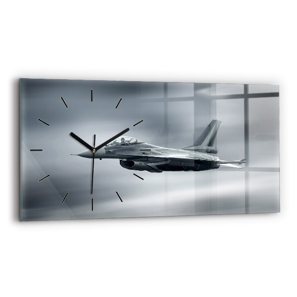 Reloj de cristal horizontal Avión militar en vuelo