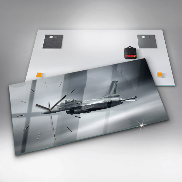 Reloj de cristal horizontal Avión militar en vuelo
