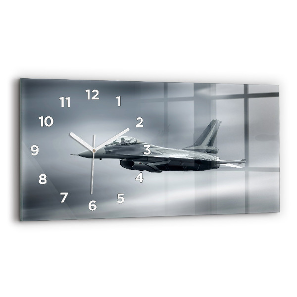 Reloj de cristal horizontal Avión militar en vuelo