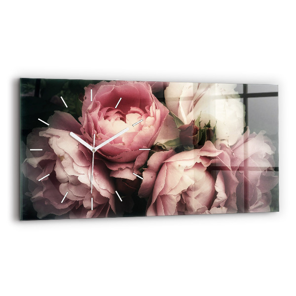 Reloj horizontal Ramo de rosas rosas