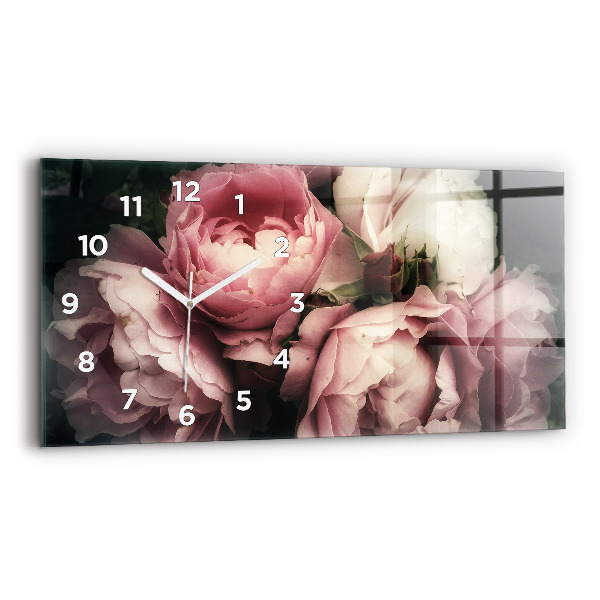 Reloj horizontal Ramo de rosas rosas