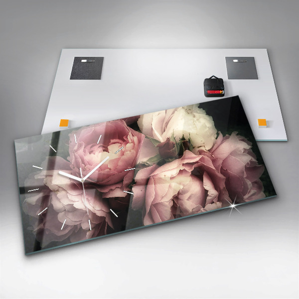 Reloj horizontal Ramo de rosas rosas