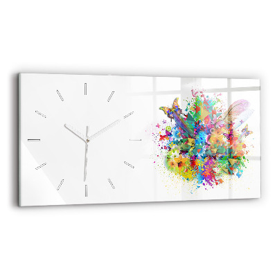 Reloj horizontal Armonía floral con mariposas