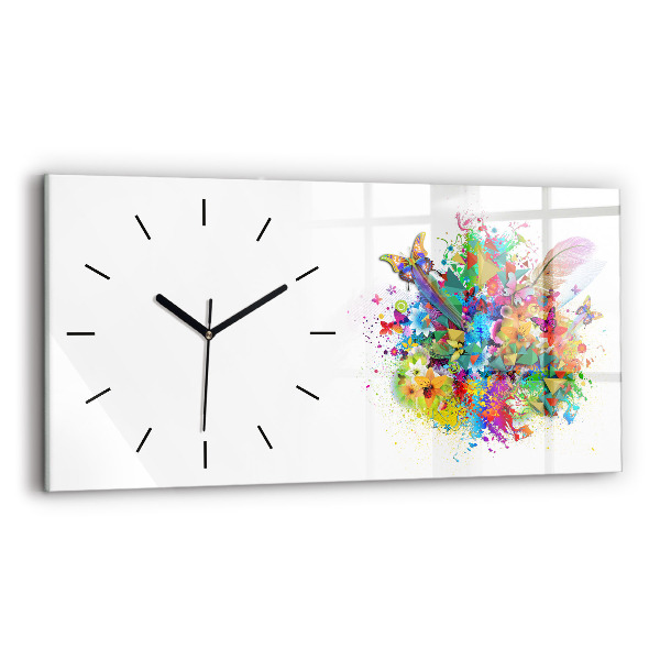 Reloj horizontal Armonía floral con mariposas