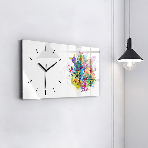 Reloj horizontal Armonía floral con mariposas