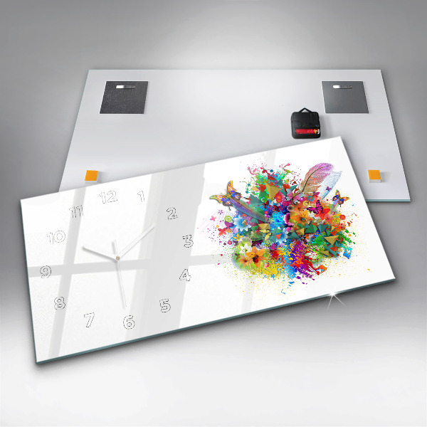Reloj horizontal Armonía floral con mariposas