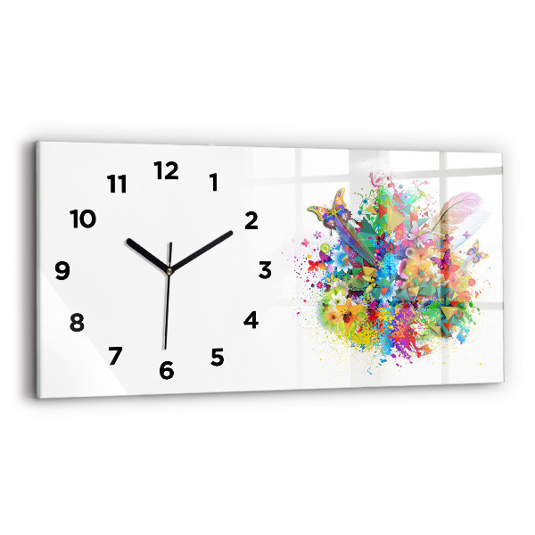Reloj horizontal Armonía floral con mariposas