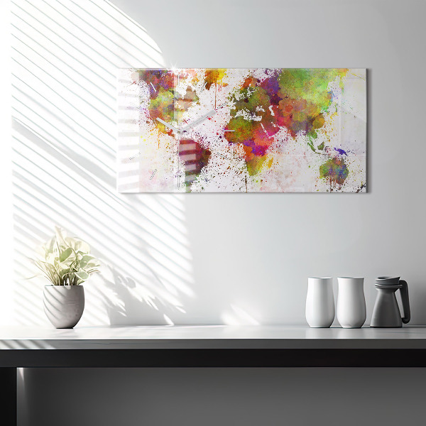 Reloj horizontal Mapamundi en acuarela