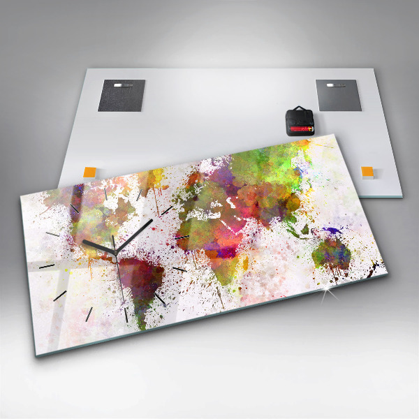 Reloj horizontal Mapamundi en acuarela