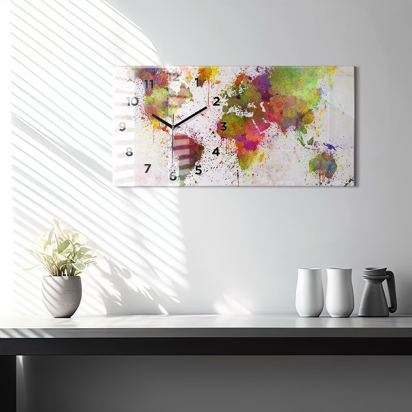 Reloj horizontal Mapamundi en acuarela