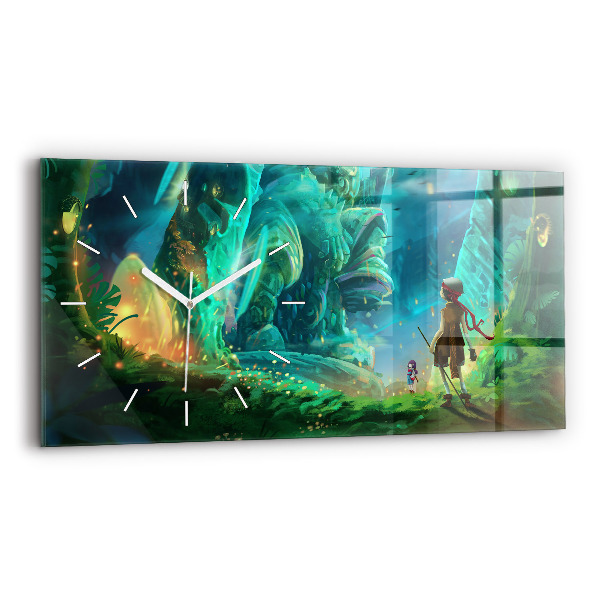 Reloj de cristal horizontal Niños en un bosque de cuento