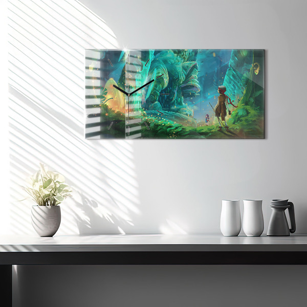 Reloj de cristal horizontal Niños en un bosque de cuento