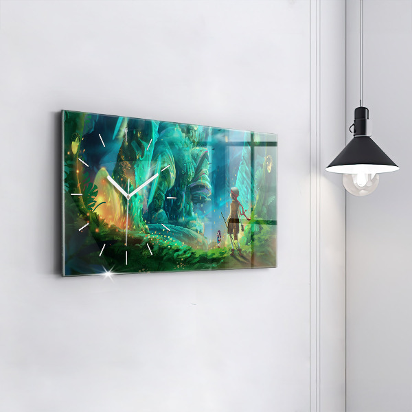 Reloj de cristal horizontal Niños en un bosque de cuento