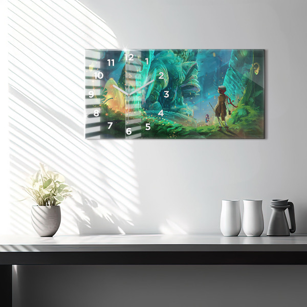 Reloj de cristal horizontal Niños en un bosque de cuento