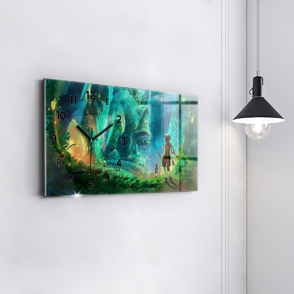 Reloj de cristal horizontal Niños en un bosque de cuento