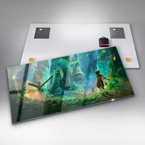 Reloj de cristal horizontal Niños en un bosque de cuento