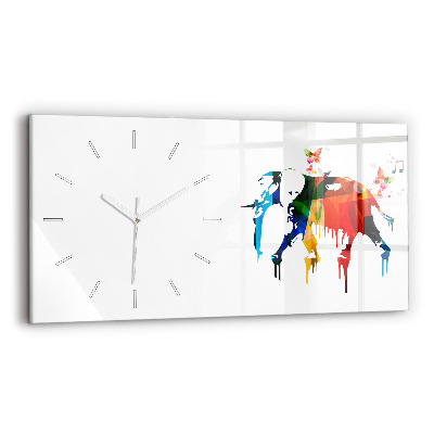 Reloj horizontal Elefante pintado de colores
