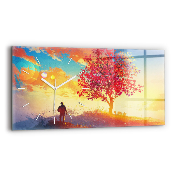Reloj de cristal horizontal Paisaje otoñal