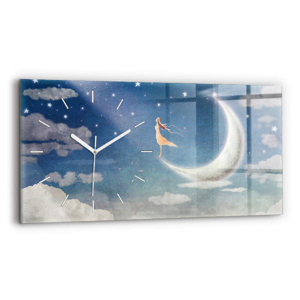 Reloj de cristal horizontal Chica en la luna
