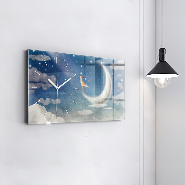 Reloj de cristal horizontal Chica en la luna