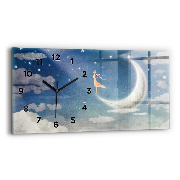 Reloj de cristal horizontal Chica en la luna