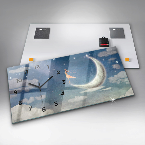 Reloj de cristal horizontal Chica en la luna
