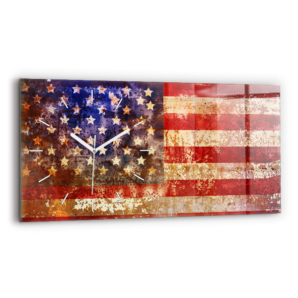 Reloj de cristal horizontal Bandera de EE.UU. en estilo vintage