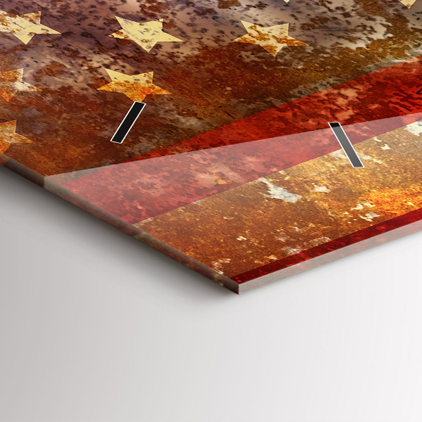 Reloj de cristal horizontal Bandera de EE.UU. en estilo vintage