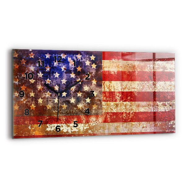 Reloj de cristal horizontal Bandera de EE.UU. en estilo vintage