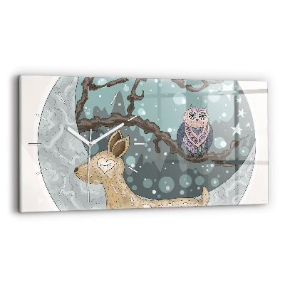 Reloj horizontal Animales nocturnos Luna