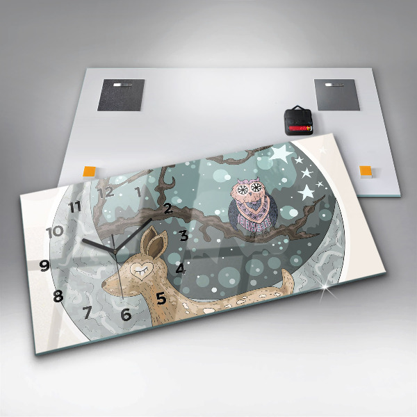 Reloj horizontal Animales nocturnos Luna